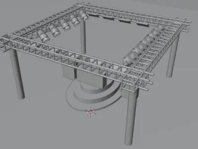 nightclub metal structure with lights 3D model