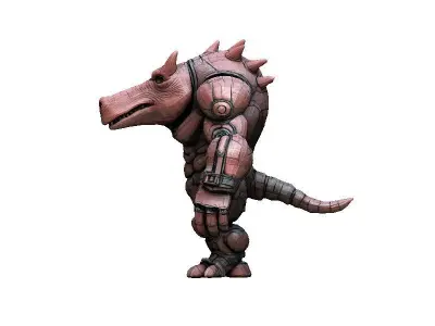 Hippotamus Cyborg Low-poly 3D model