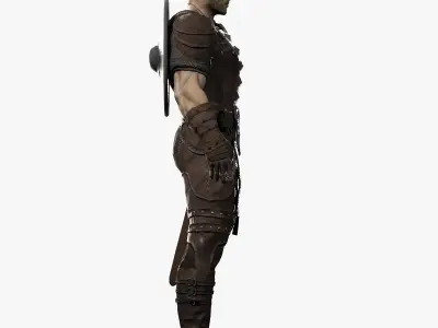 Warrior man in armor Low-poly 3D model