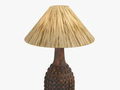 Terracotta Base Raffia Shade Table Lamp 3D model