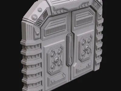 Sci fi door 3D model 2