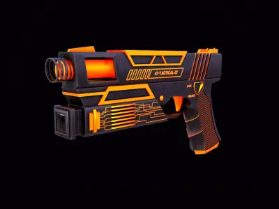 Sci-fi Glock 47-57 Low-poly 3D model