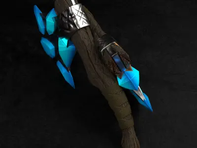 Axe weapon with crystals PBR low-poly game ready Low-poly 3D model