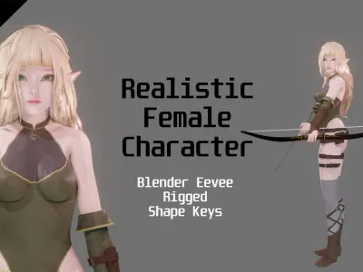 Elf Archer - Realistic Female Character - Blender Eevee Low-poly 3D model