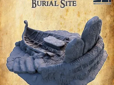 Viking Burial Site Tabletop Terrain 28MM  3D print model