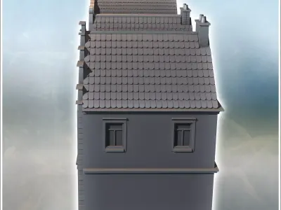 Set of three Flemish Baroque-style buildings with stories and co 3D print model