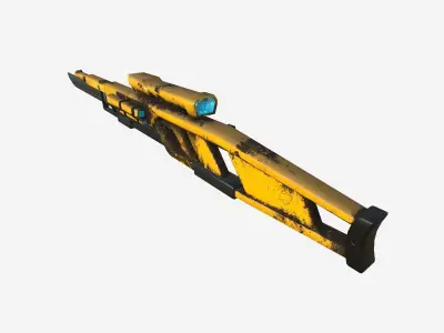 SciFi Sniper Gunblade A06 Yellow Dirt - Fiction Weaponry Low-poly 3D model
