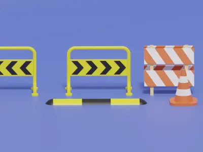 Cartoon Street Elements 3D model