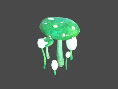 Fantasy Mushroom H04 Green - Scene Backdrop Design Low-poly 3D model