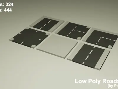Roads Low-Poly pack Low-poly 3D model