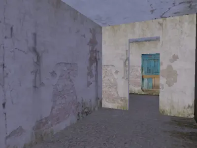 old Russian abandoned brick house Low-poly 3D model