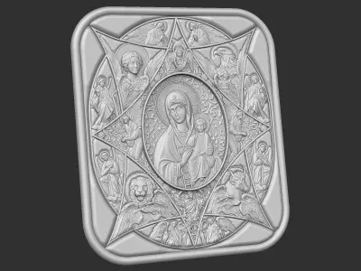 Saint mariam with jesus relief panel paradise - altar - church 3D print model
