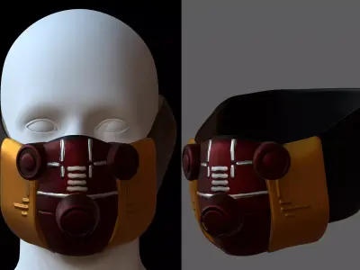 Gas mask helmet 3d model scifi Low-poly  Low-poly 3D model 134