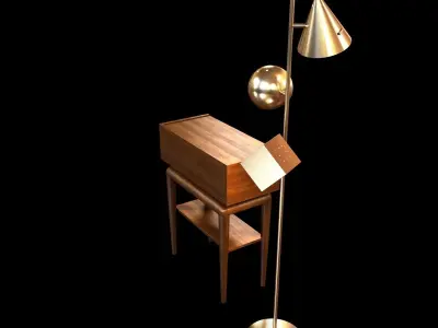 Anthropologie Holcombe Nightstand in Light Brown and Geo Floor L 3D model