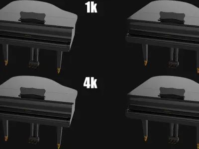 Grand Piano 1K to 8K 3D model