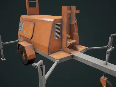 Generator - Light Generator - Orange Generator - Industrial Prop Low-poly 3D model
