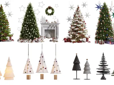 Christmas Trees Collection Low-poly 3D model