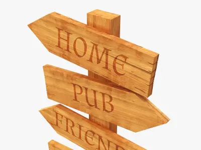 Signboards wooden 02v2 3D model