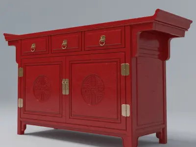 RED LACQUER ALTAR CABINET 3D model