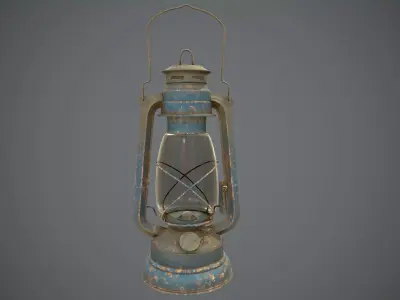 Old Rusty Oil Lantern Low-poly 3D model