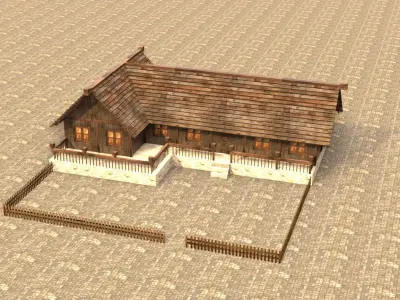 Game-ready fantasy medieval home Low-poly 3D model