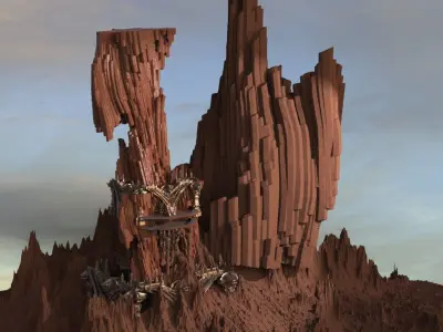 Desert Arrakis Cliff Tower Base 3D model
