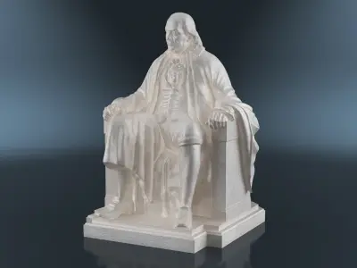  Franklin Bust Seated Pose Marble 