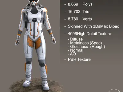 Female Space Suit Low-poly 3D model