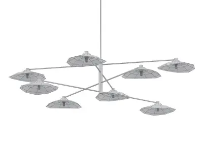 CALLA brass and glass chandelier with six clear glass shades 3D model