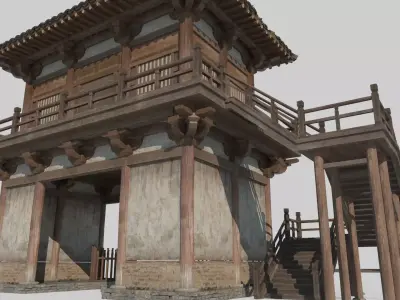 Gateway of ancient Asian architecture 3D model