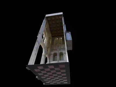Cathedral  Romanesque Entrance Sides Section - ONLY Low-poly 3D model