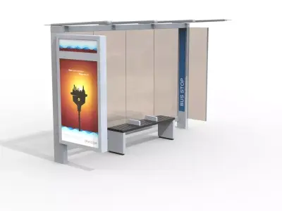 Bus Stop Low-poly 3D model 32