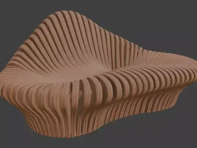 Wooden Park Bench 3D model