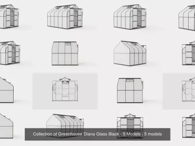 Collection of Greenhouse Diana Glass Black - 5 Models 3D Model Pack