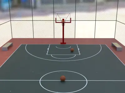 Street Basketball court  Low-poly 3D model