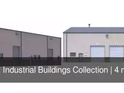 4 PBR Industrial Buildings Collection 3D Model Pack