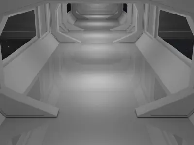 Sci Fi Corridor Low-poly 3D model 9