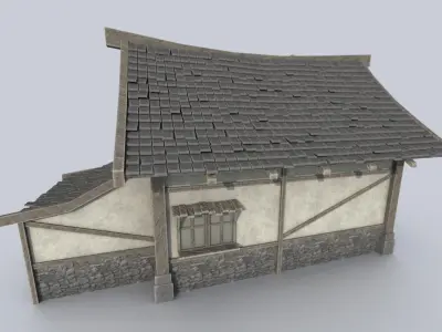 Medieval house Low-poly 3D model 24