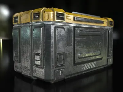 3D Sci Fi Industrial Crate Game Ready PBR Textures Low-poly 3D model