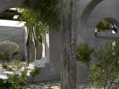 Stone Courtyard Environment 3D model