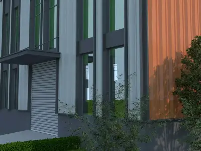 Industrial Building Factory Low-poly 3D model