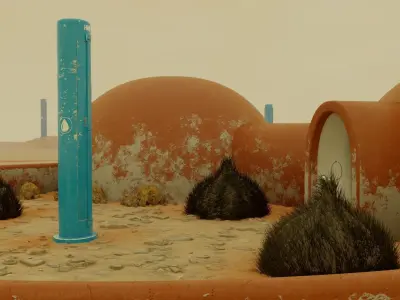 Mars Frontier Scene Low-poly 3D model