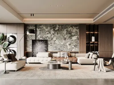 Modern living room 3D model 3D model