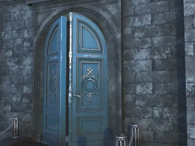 Cage with walls bridge and columns Low-poly 3D model