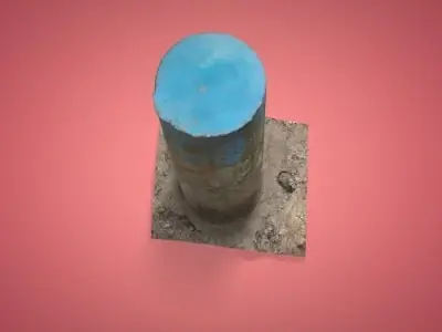 Concrete Bollards with Blue tip 3D model