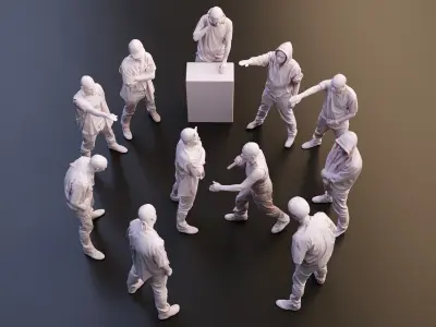 Realistic 3D Scan Hip Hop Mens Rappers 10 Models and Poses 3D model