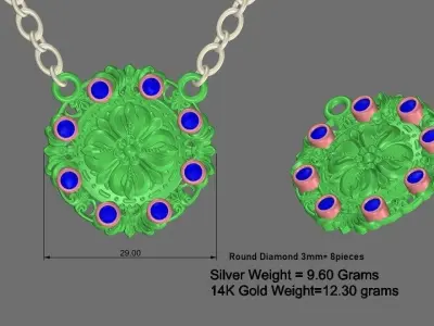 Beautiful Floral Diamond Necklace design  3D print model