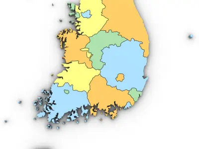 3d Political Map of South Korea 3D model