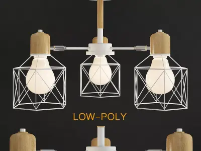 BOTIMI Lustre Wooden Chandelier 3d model Low-poly 3D model
