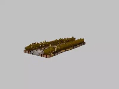 cobbled street section 3 Low-poly 3D model